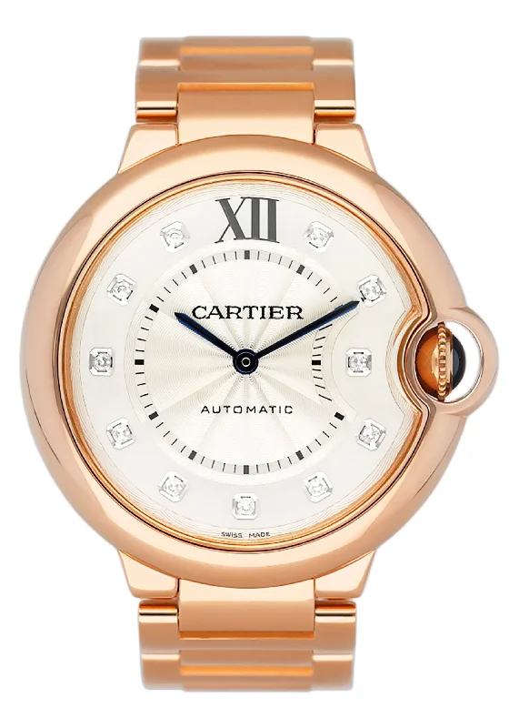 Cartier Ballon Bleu WE902026 Diamond Mens Watch Box Papers