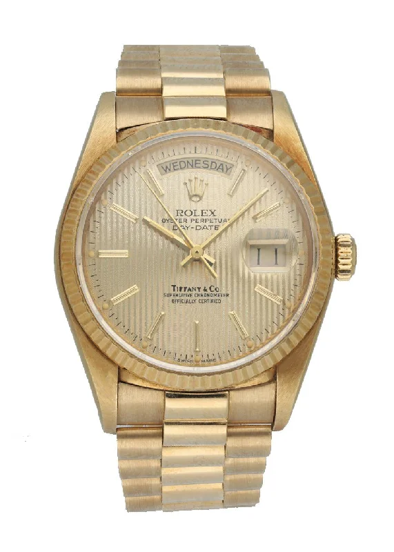 Rolex Oyster Perpetual Day-Date President 18038 Tiffany Tapestry Dial Men's Watch