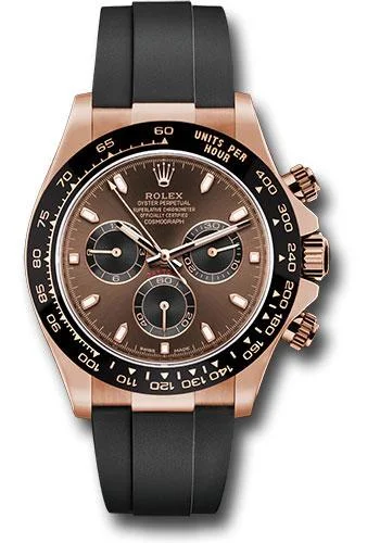 Rolex Everose Gold Cosmograph Daytona 40 Watch - Chocolate Index Dial - Black Oysterflex Strap - 116515LN chobkof