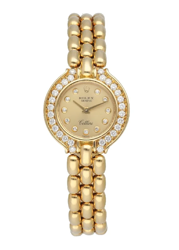 Rolex Cellini 5186 18K Yellow Gold Diamond Set Ladies Watch