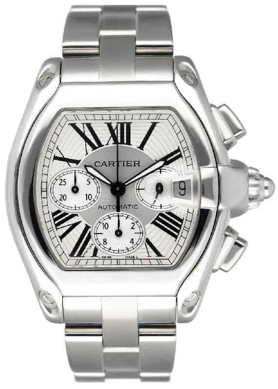 Cartier Roadster XL 2618 Sliver Dial Mens Watch Box Papers