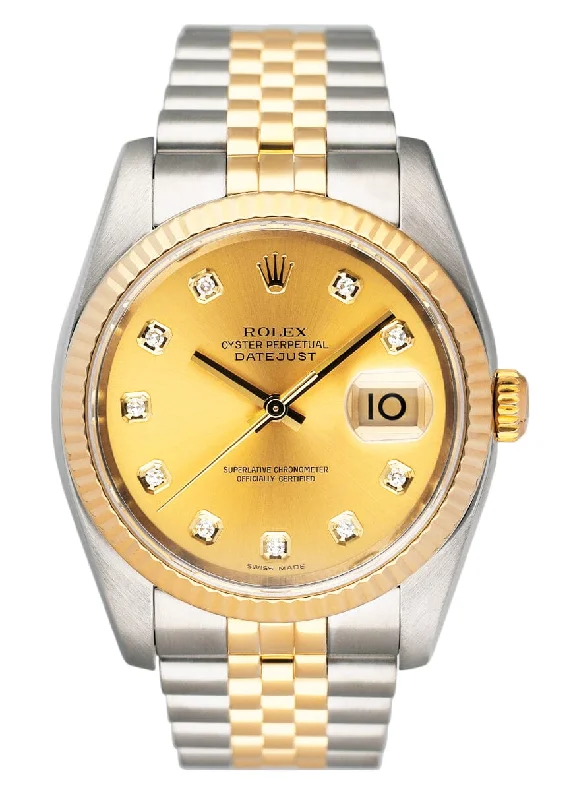 Rolex Oyster Perpetual Datejust 116233 Diamond Champagne Dial Mens Watch