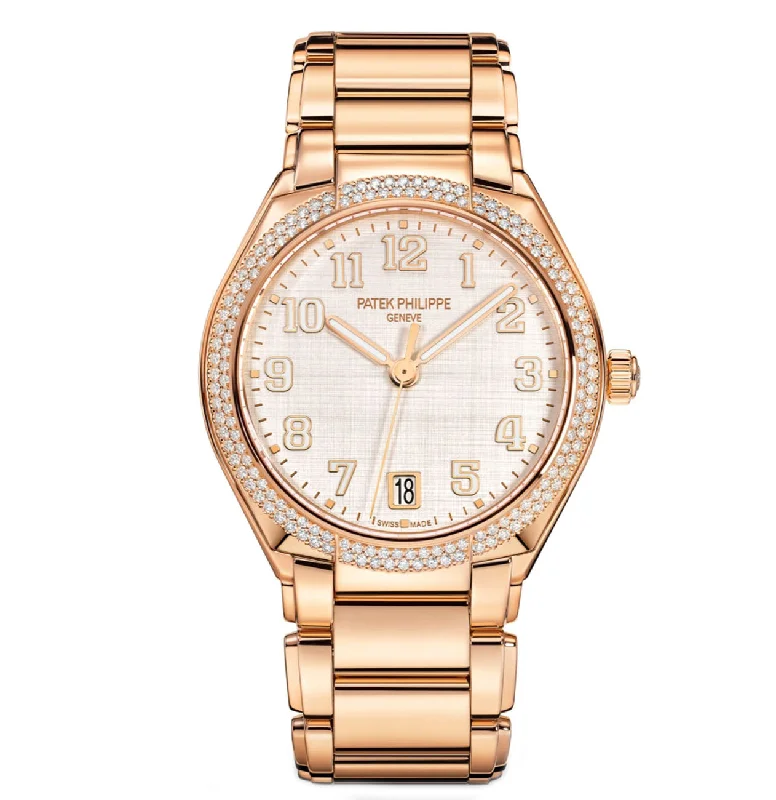 36mm 18k Rose Gold Silver Dial Diamond Bezel Automatic