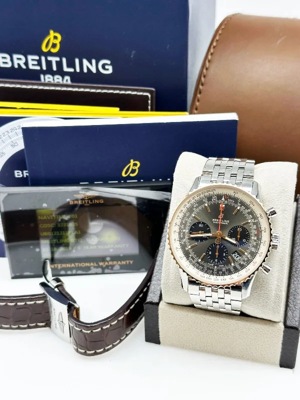 Breitling UB0121 Navitimer 18K Rose Gold Stainless Steel Box Paper 2018