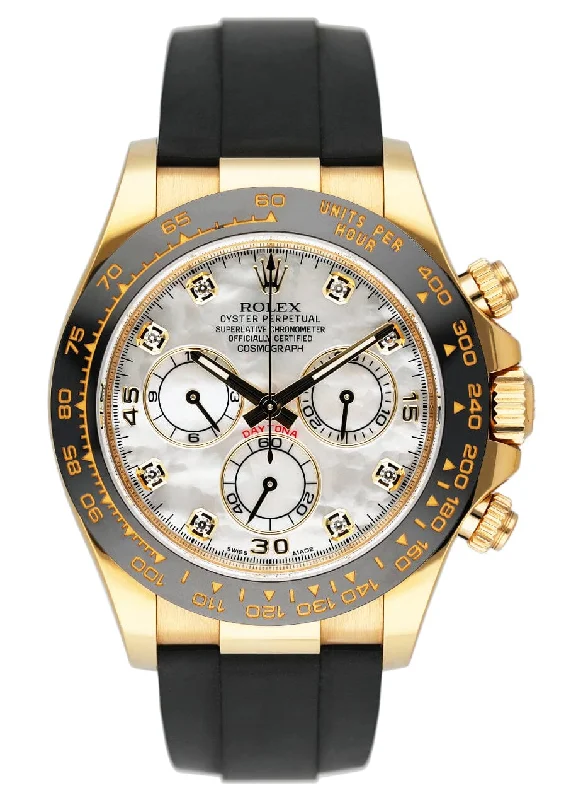 Rolex Daytona 116518L MOP Diamond dial Yellow Gold Mens Watch Box Papers