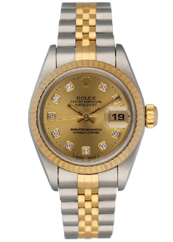 Rolex 69173 Datejust Diamond Dial Ladies Watch Box Papers