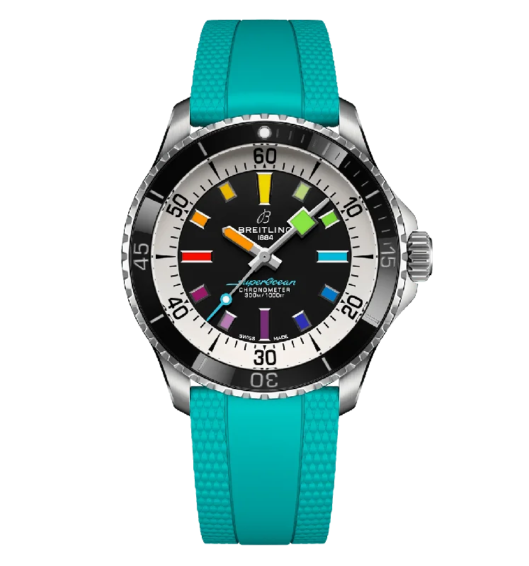 Breitling Superocean Automatic 42 Watch with Aquamarine Rubber Strap