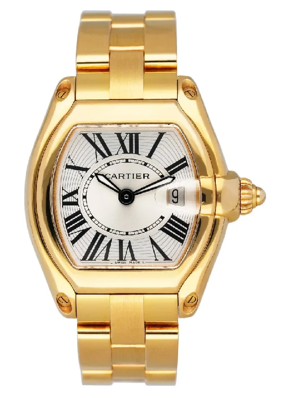 Cartier Roadster W62018Y5 Sliver Dial Yellow Gold Ladies Watch