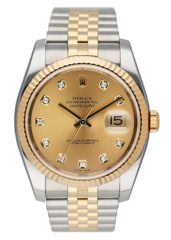 Rolex Oyster Perpetual Datejust 116233 Diamond Champagne Dial Mens Watch