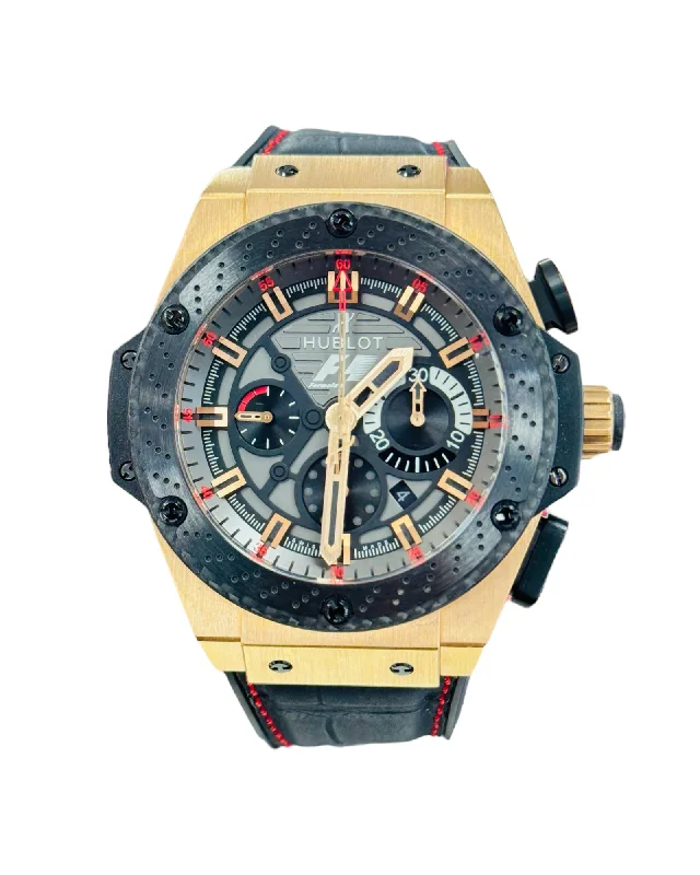 Hublot King Power F1 Great Britain 48mm in 18k Rose Gold with Black Ceramic Bezel on Black Rubber Strap with Black & Grey Dial Limited Edition 703.OM.6912.HR.FMC12