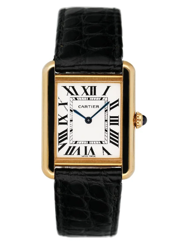 Cartier Tank Solo W1018755 18K Yellow Gold Ladies Watch Box Papers