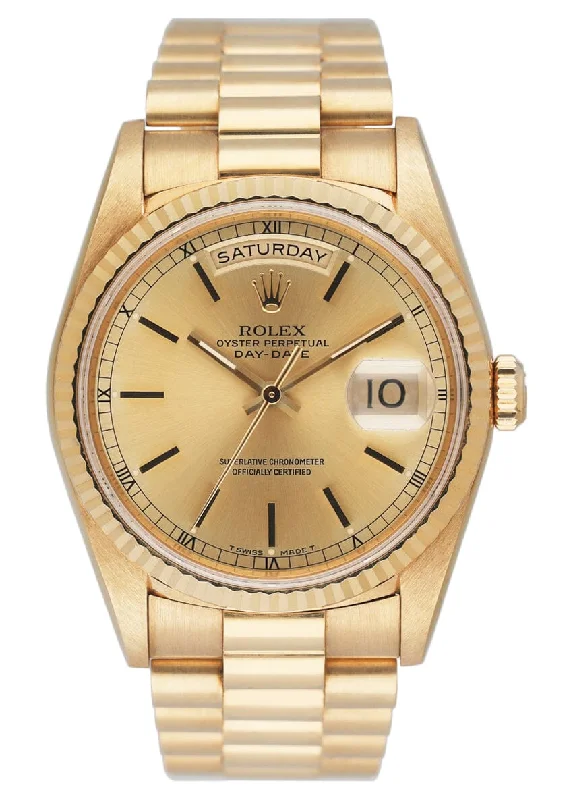 Rolex Day Date 18238 Champagne Dial 18K Yellow Gold Mens Watch