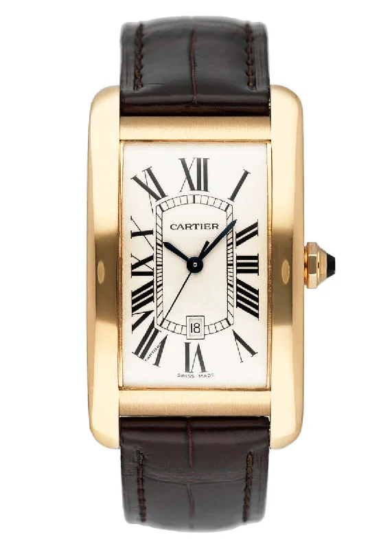 Cartier Tank Americaine Large W2603156 18K Yellow Gold Mens Watch