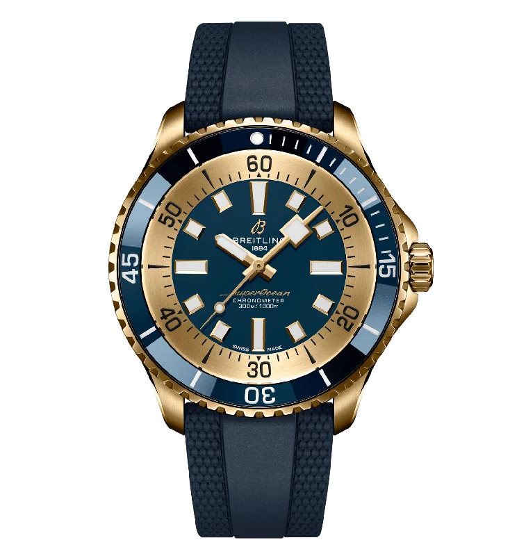 Breitling Superocean Automatic 44 Watch with Blue Rubber Strap