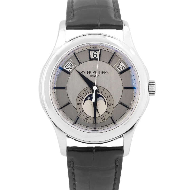 Patek Philippe Annual Calendar 18K White Gold GRAY Leather 40mm 5205G Watch