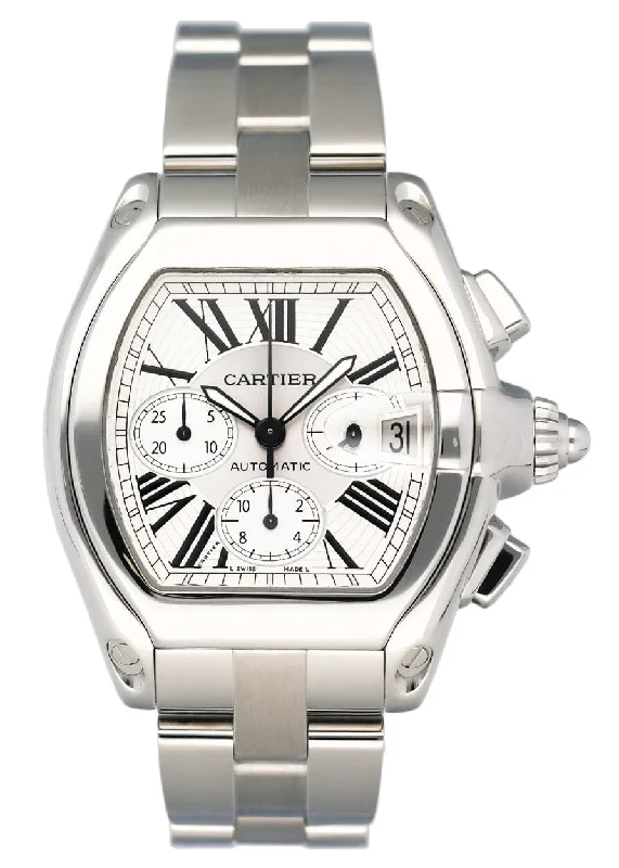 Cartier Roadster W62019X6 Silver Dial Mens Watch Box Papers