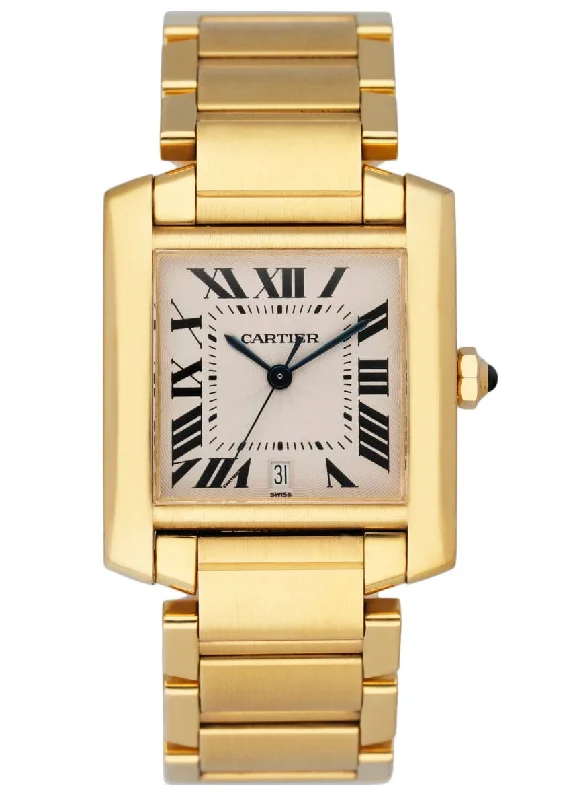 Cartier Tank Francaise W50001R2 18K Yellow Gold Mens Watch