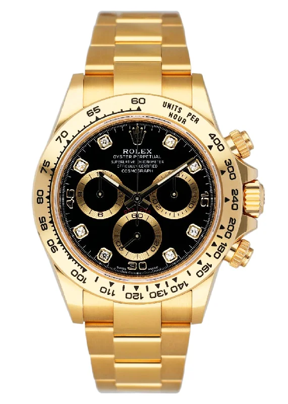 Rolex Daytona 116508 Diamond Black Dial Mens Watch Box Papers