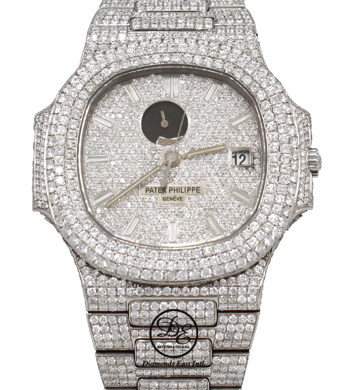 Patek Philippe Nautilus 3710/1A Power Reserve All Iced Out Diamond Pave Dial