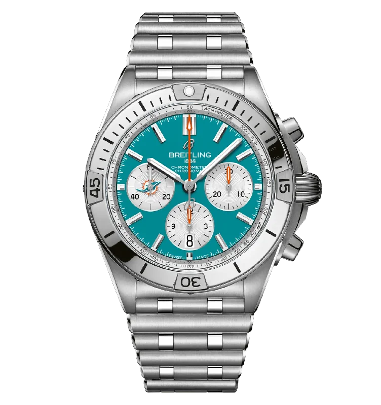 Breitling Chronomat B01 42 NFL Miami Dolphins Edition with Stainless Steel Bracelet