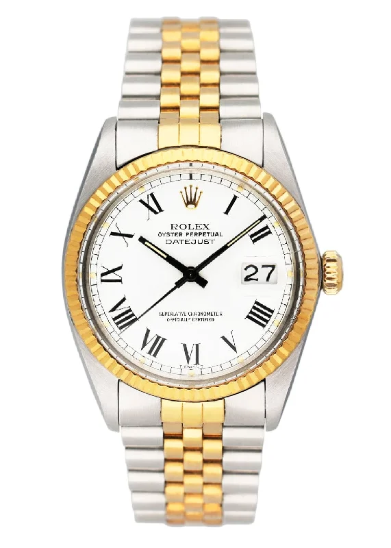 Rolex Datejust 16013 White Buckley Dial Two Tone Mens Watch