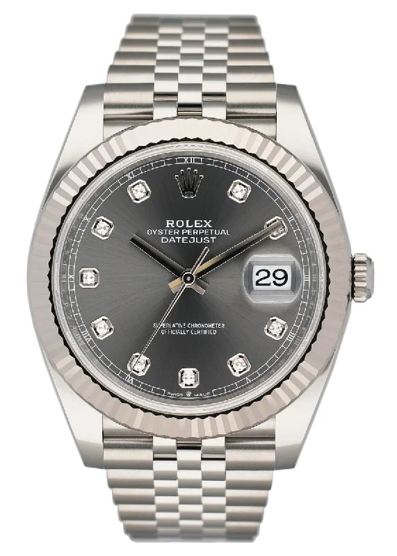 Rolex Datejust 41 126334 Slate Diamond Dial Mens Watch Box Papers