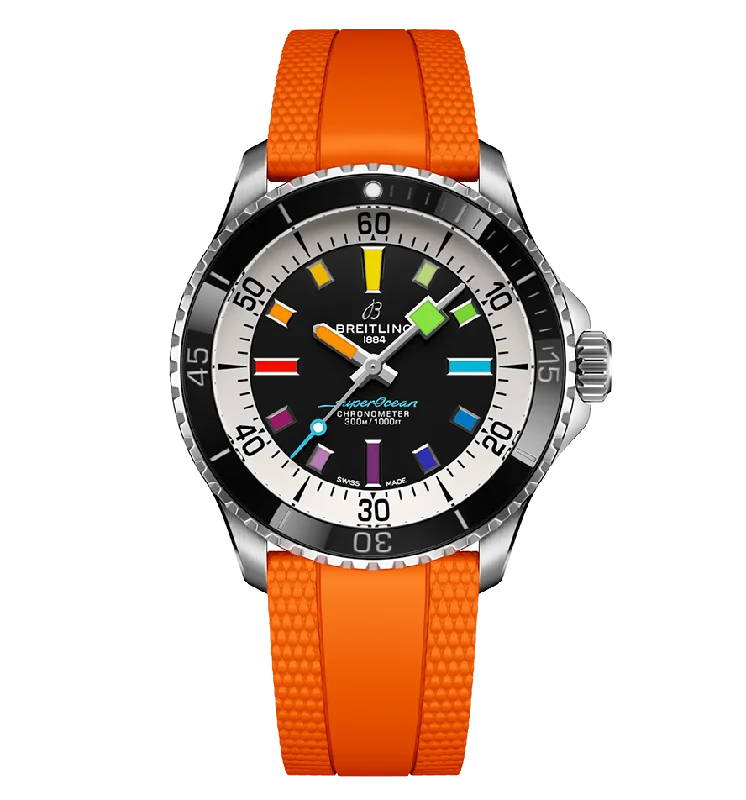 Breitling Superocean Automatic 42 Watch with Orange Rubber Strap