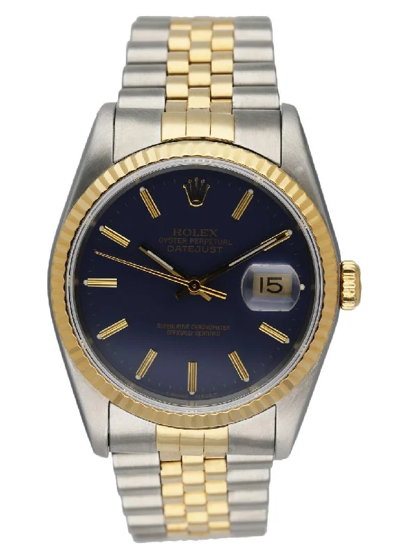 Rolex Datejust 16233 Blue Dial Mens Watch